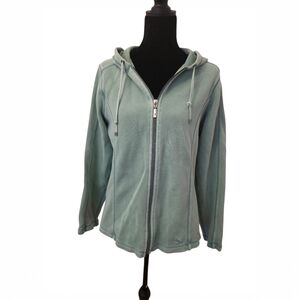 Light Teal Hooded Zip-Up Jacket - Women